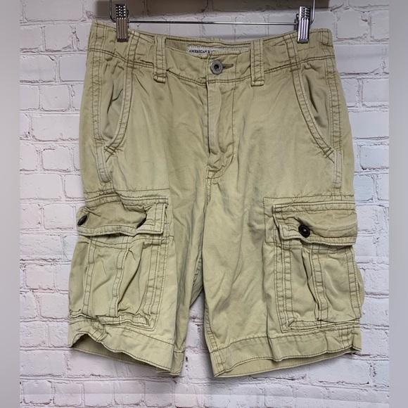 American Eagle Outfitters Other - American Eagle Outfitters Tan Cargo Shorts Distressed Relaxed Fit Size 28